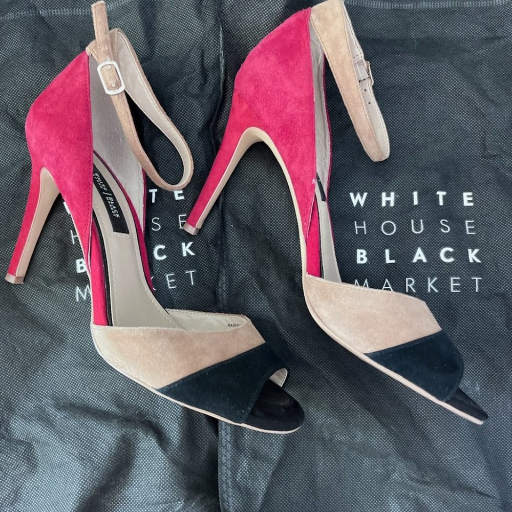 Suede Color Block 4" Heels. Like New.